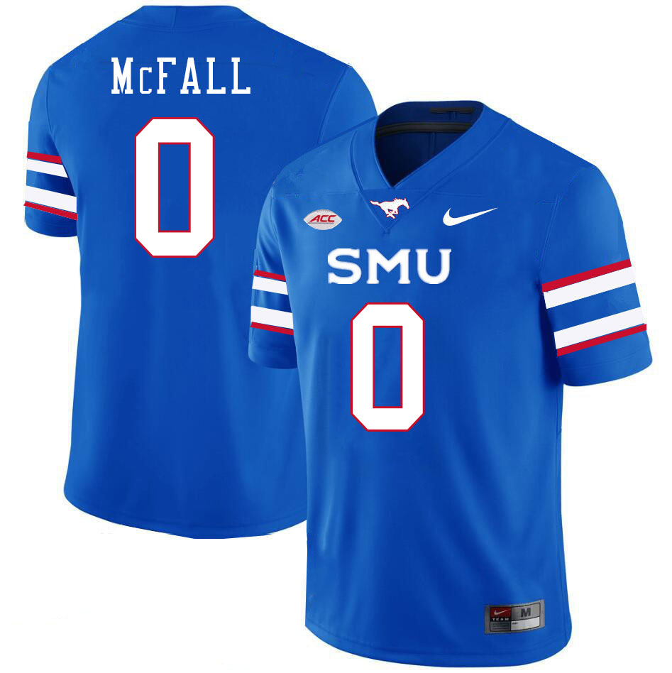 SMU Mustangs #0 Derrick McFall Jersey College Football Uniforms-Royal